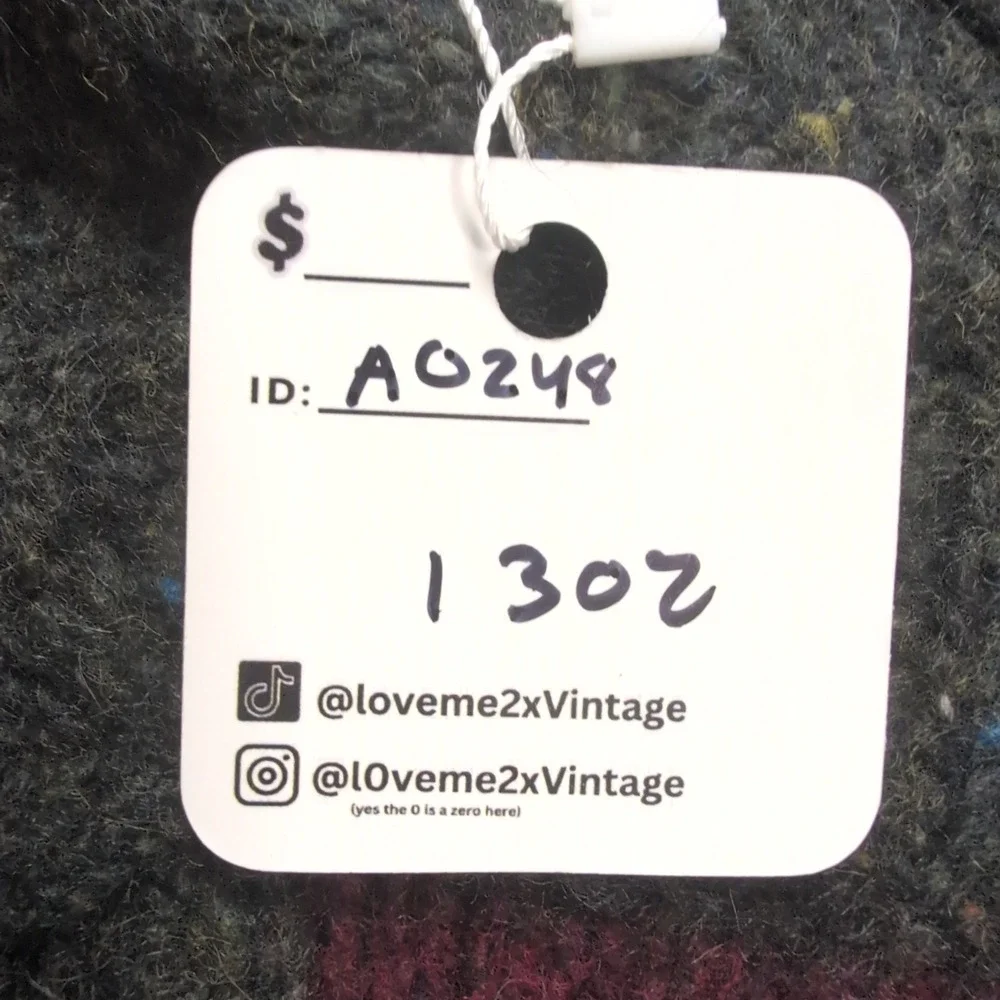 Eddie Bauer Mens Vintage Wool Mohair Cable Knit Sweater Grey Burgundy M - L - Picture 6 of 6